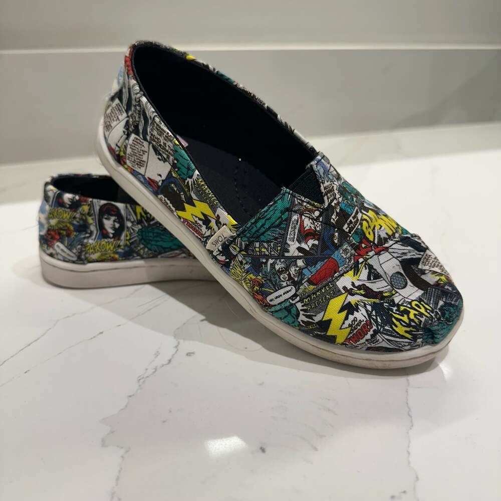 Marvel x TOMS Kids Alpargata Comic Pop Print Slip-On Shoes